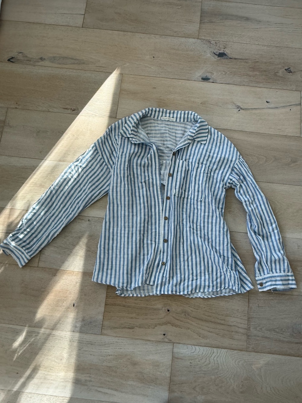 Becool Blue White Striped Button Down Shirt / Size M/L Lightweight Coastal Top